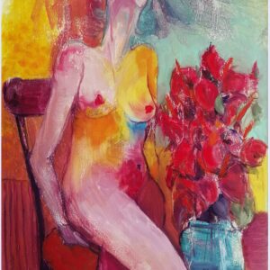 Waiting with flowers