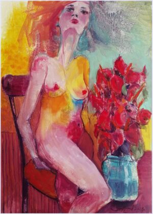 Waiting with flowers